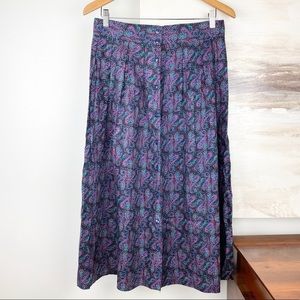Vintage Paisley Rayon Maxi Skirt | 80's 90's Boho